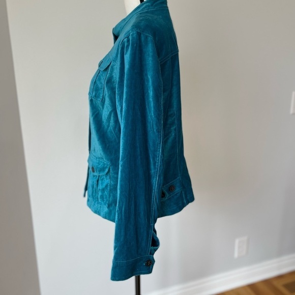 Covington extra large crush velvet teal blue peacock color jacket gorgeous - Picture 14 of 16